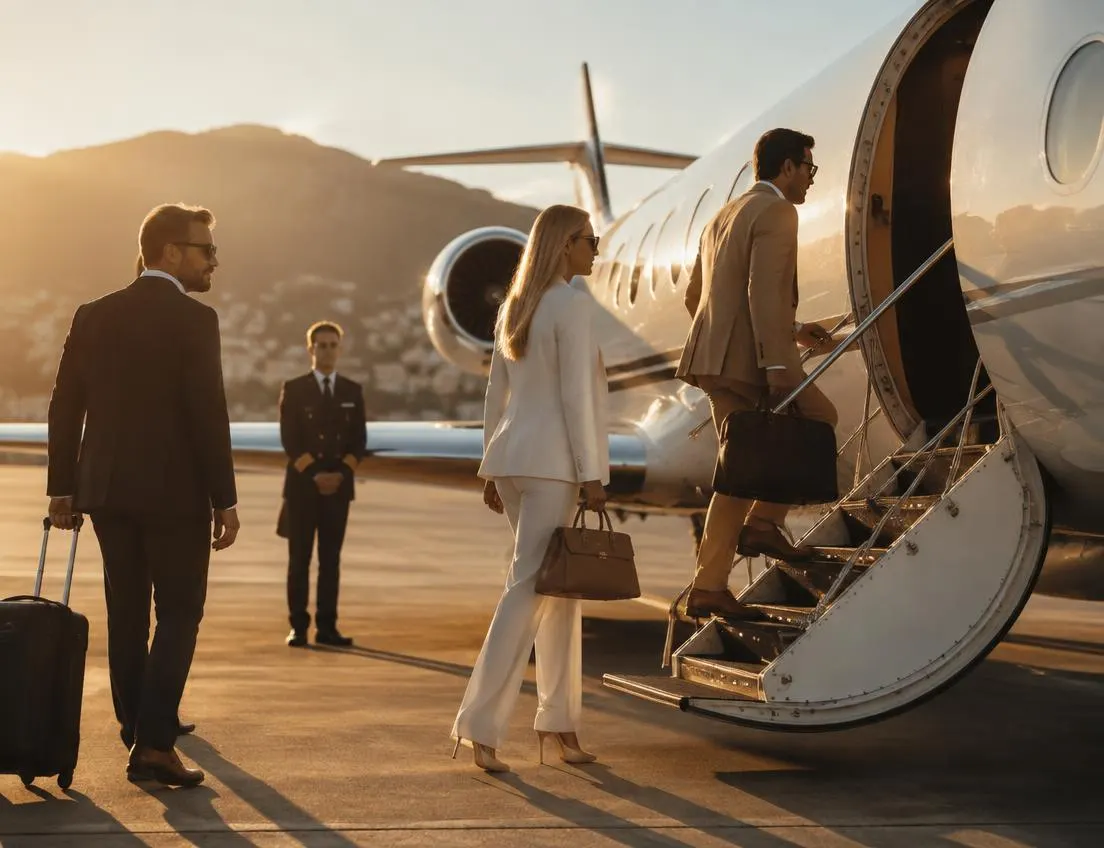 Executives setting off on a business trip