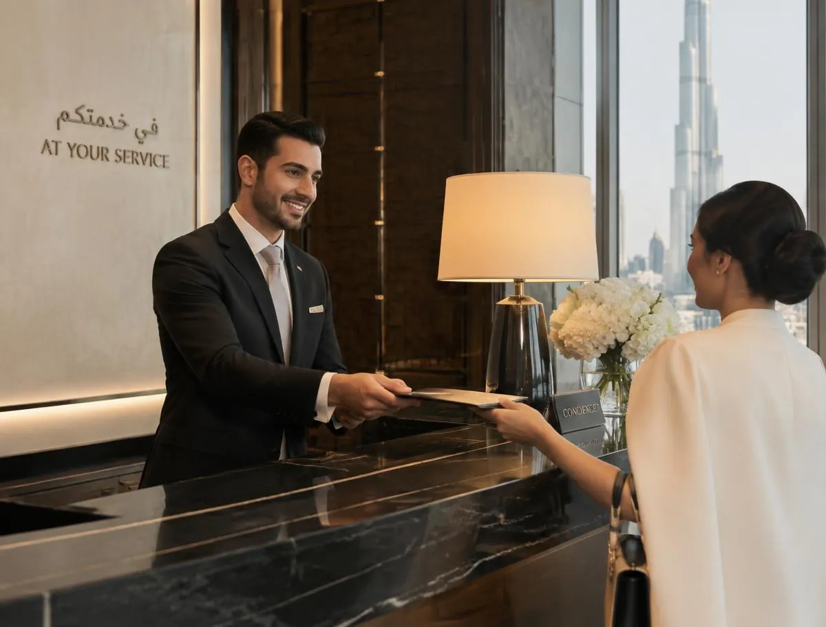 Corporate concierge service arranging a request for a UAE company